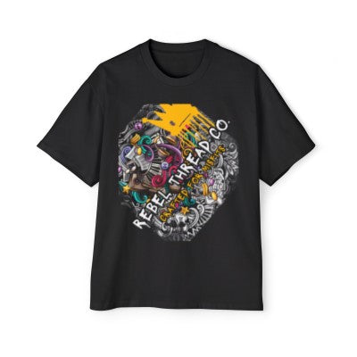 Stylish black tee shirt with vibrant graffiti designs for a bold streetwear look